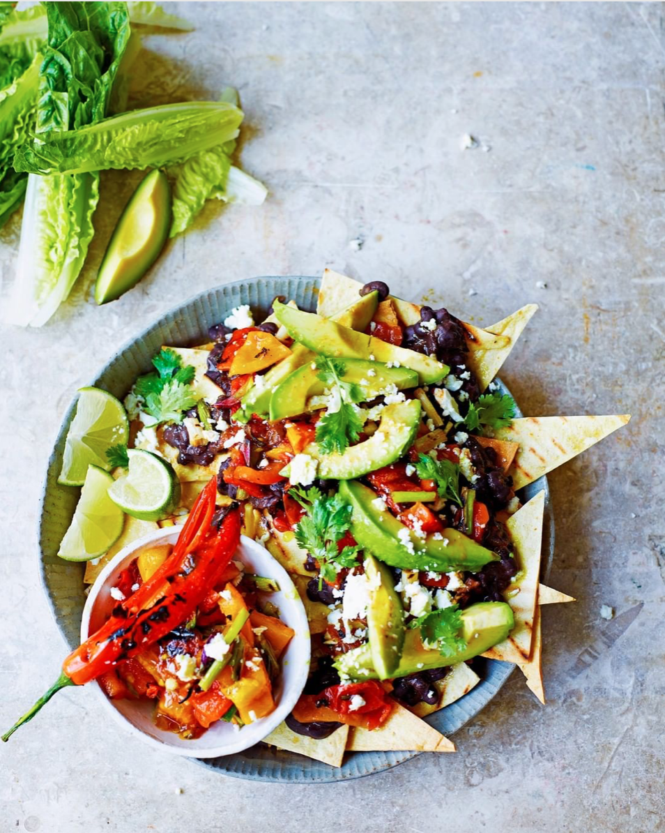 Veggie Nachos w baked Tortillas