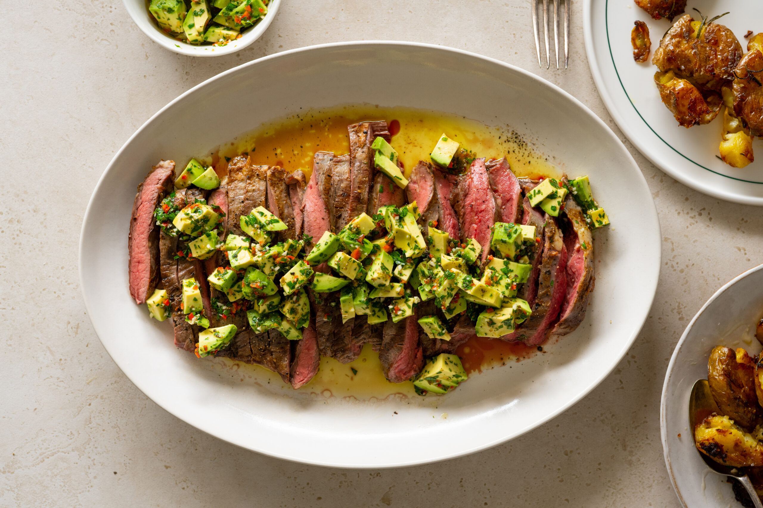 Skirt Steak w Avocado Chimichurri